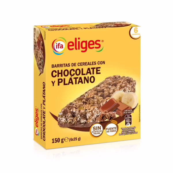 Barritas Cereales con Chocolate y Plátano (Ifa Eliges) paquete de 6u x 25g