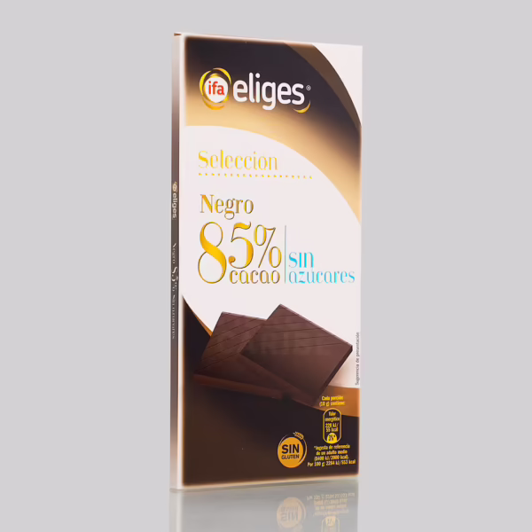 Chocolate Negro 85% de Cacao sin Azúcar (Ifa Eliges) paquete de 100g