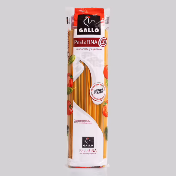 Pasta Fina de Espinacas y Tomate (Gallo) paquete de 400g