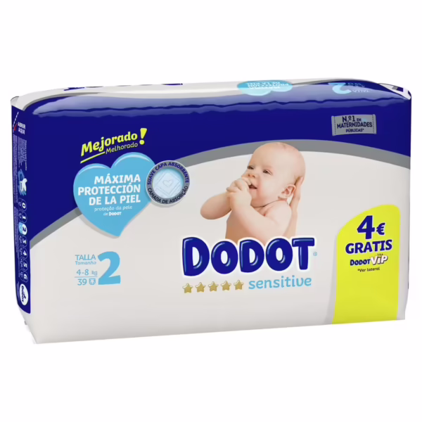 Pañal Sensitive Mejorado (Dodot) T2 paquete de 39u