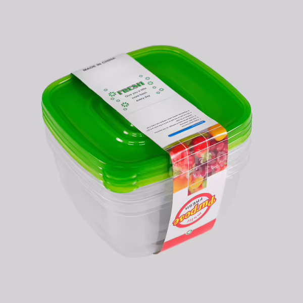 Kit de 3 envases plásticos cuadrados