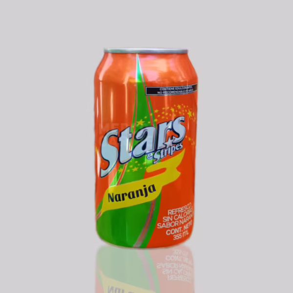 Refresco Gaseosa  STARS & STRIPES de Naranja lata 355ml