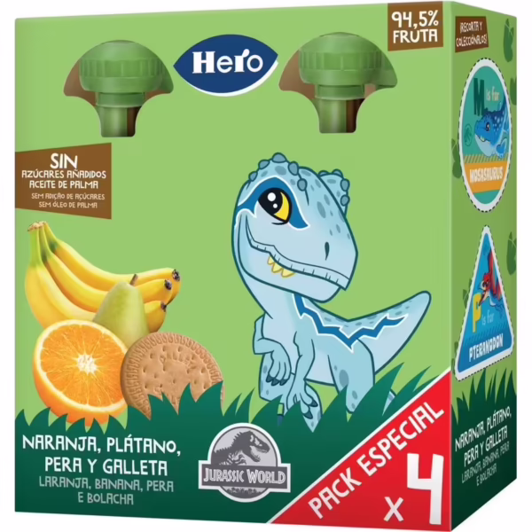 Compota de Naranja - Platano - Pera (Hero Baby) 4x100g