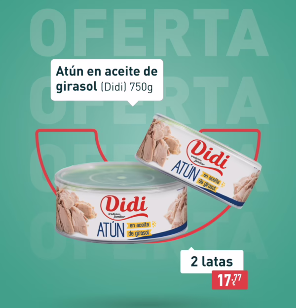 Atún en Aceite de Girasol (Didi) pack 2ud.x750g