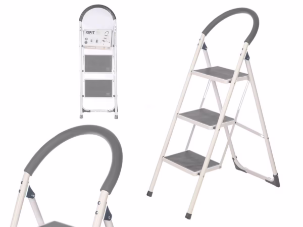 Escalera Metal 3 Escalones Gris (Kipit)