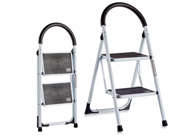 Escalera Metal Blanca 2 Escalones Gris (Kipit)