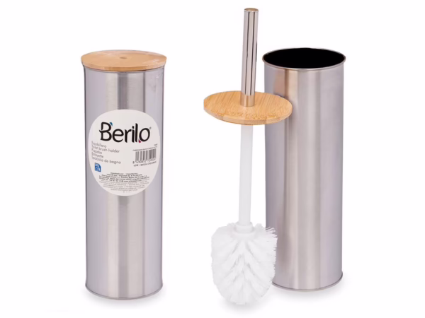 Escobillero Acero con Tapa Bambú (Berilo)
