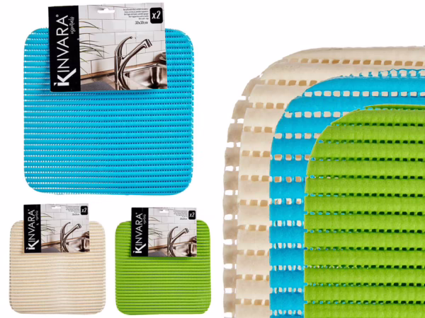 Alfombrillas Antideslizante 3 Colores (Kinvara) 32x32Cm Set 2ud.