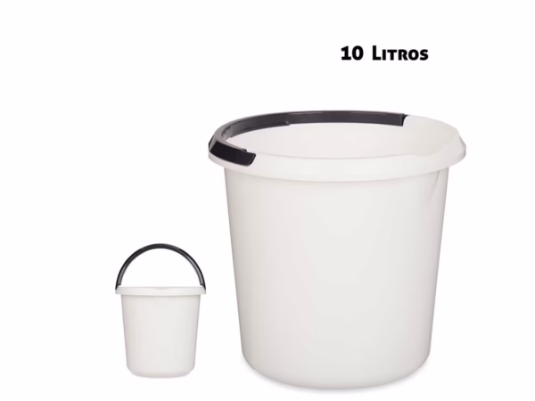 Cubo con Asa Plástico Medidor Blanco (Bitter Clear) 10L