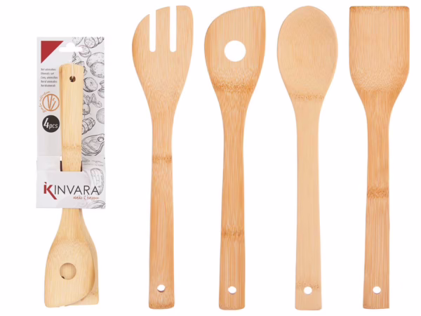 Utensilios de Bambú p/ Cocina (Kinvara) Set 4ud.