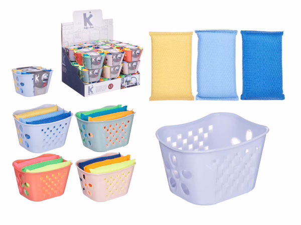 Estropajos Con Cesta Colores Surtidos (Better Clear) Set 3ud.